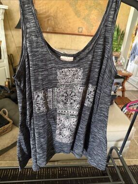 Self Esteem Black Heather Tank Top with White Cross Graphic 0046